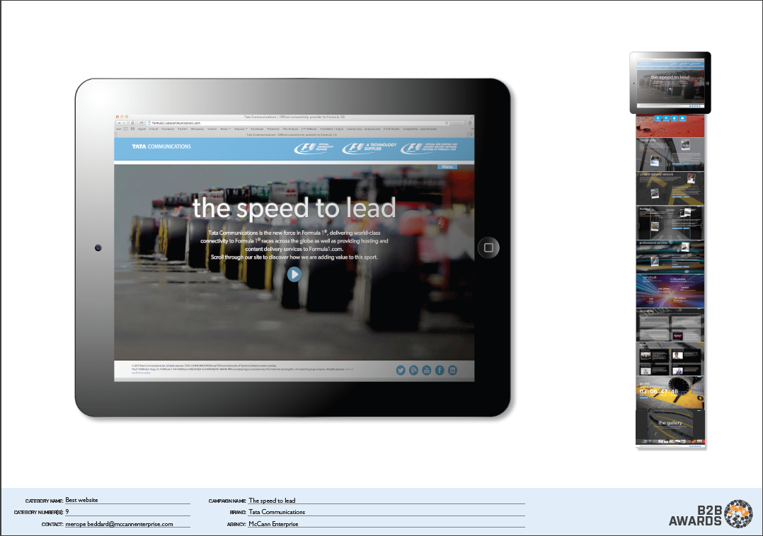 ‘The speed to lead’ for Tata Communications by McCann Enterprise.