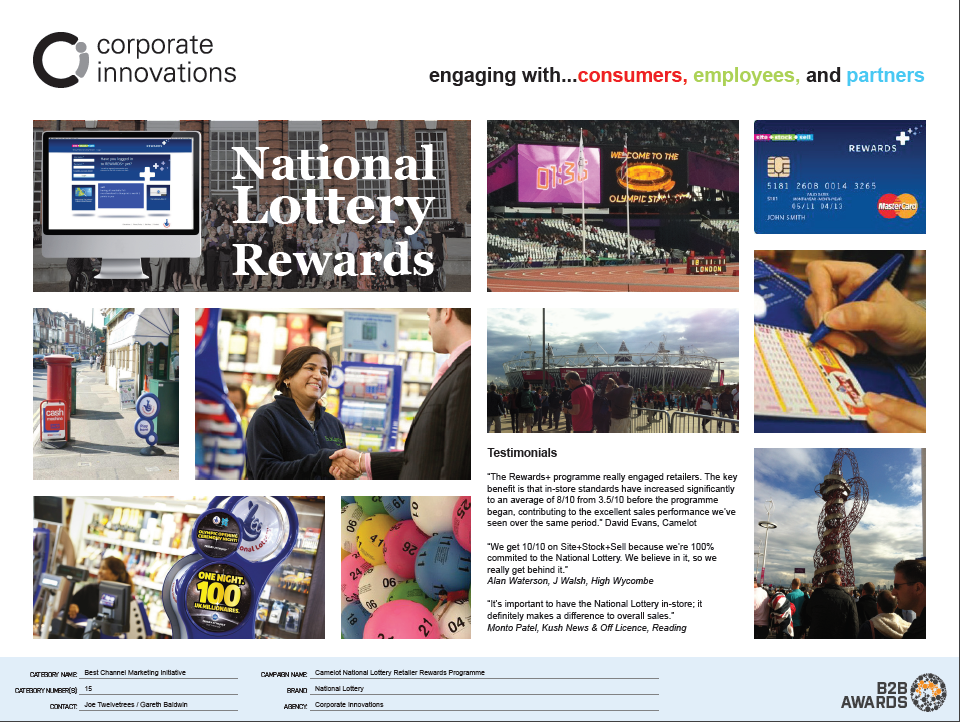 ‘National Lottery retailer rewards+ programme’ for Camelot by Corporate Innovati