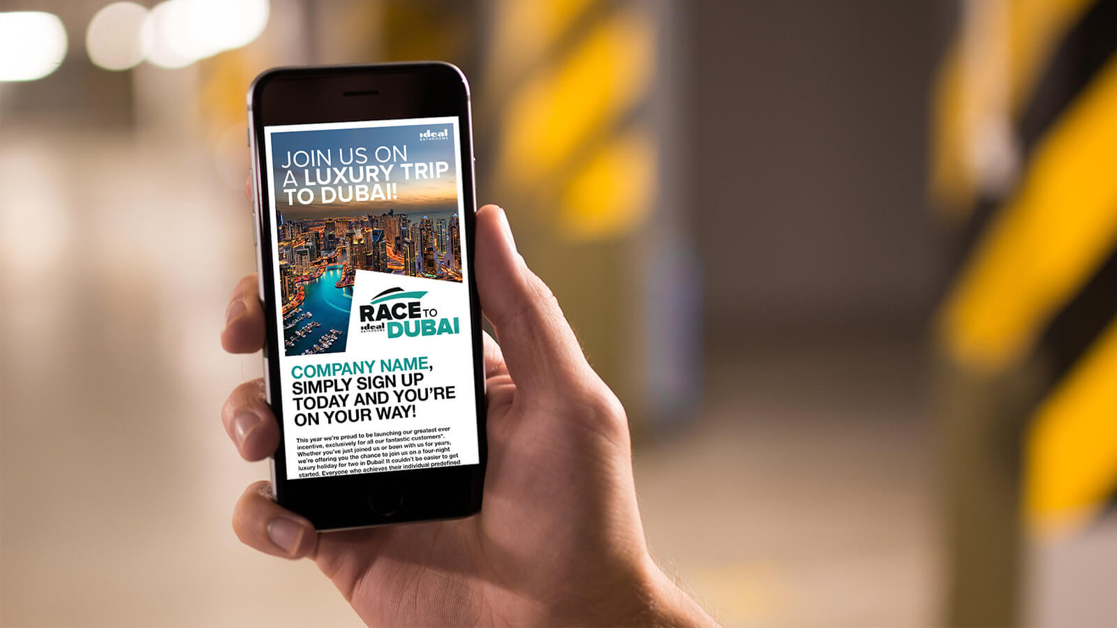 Race to Dubai Ideal kitchens mobile campaign image
