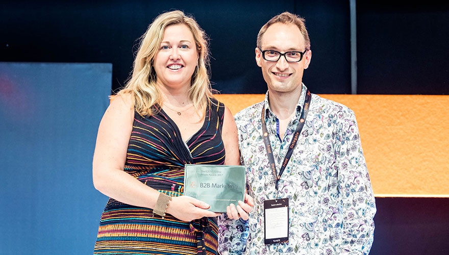 Cara O'nions, director of marketing and customer insight at Vocalink, with Dave Stevens, marketing director at British Land and chair, BMC
