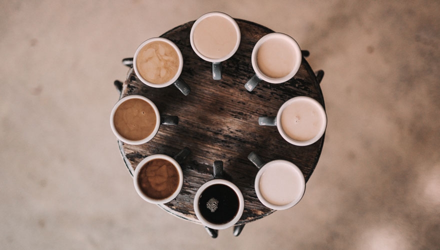 Image of different coloured teas