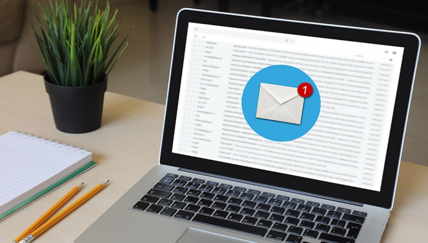 emails on computer screen