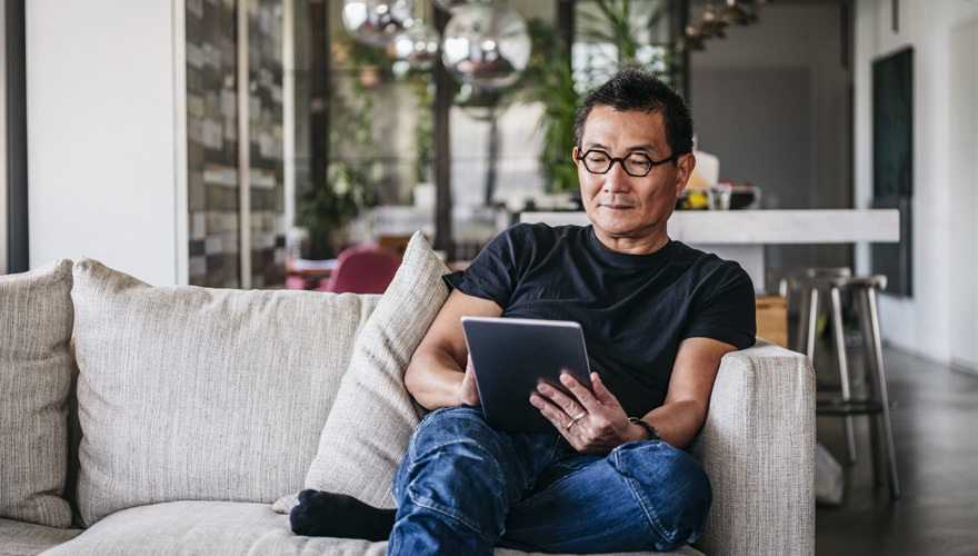Man on iPad