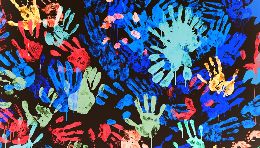 painted coloured handprints