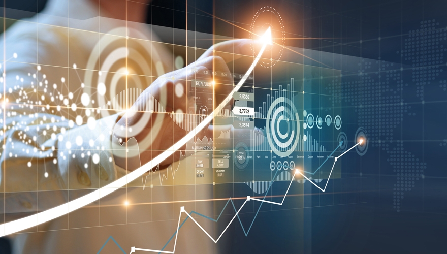 person using marketing technology