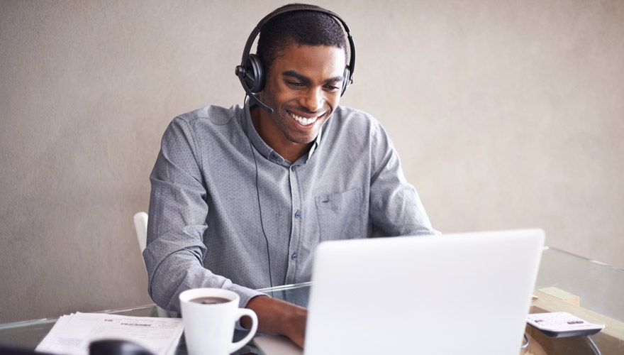 salesperson with headset