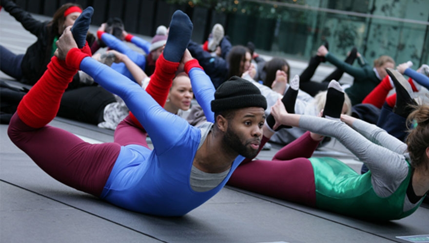 London workers strip off for public yoga class image