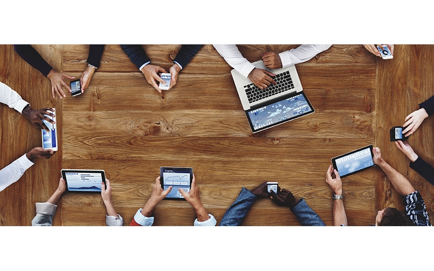 People using a range of devices