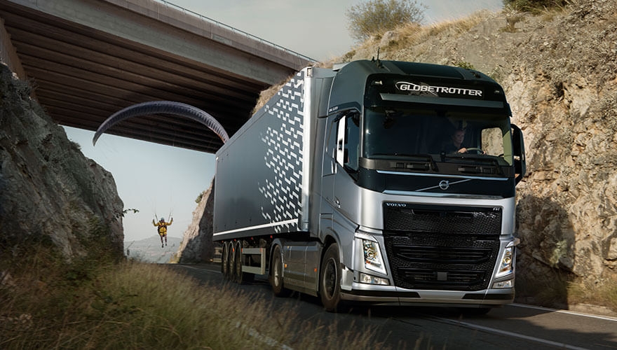 Volvo Trucks releases paragliding video ad stunt image