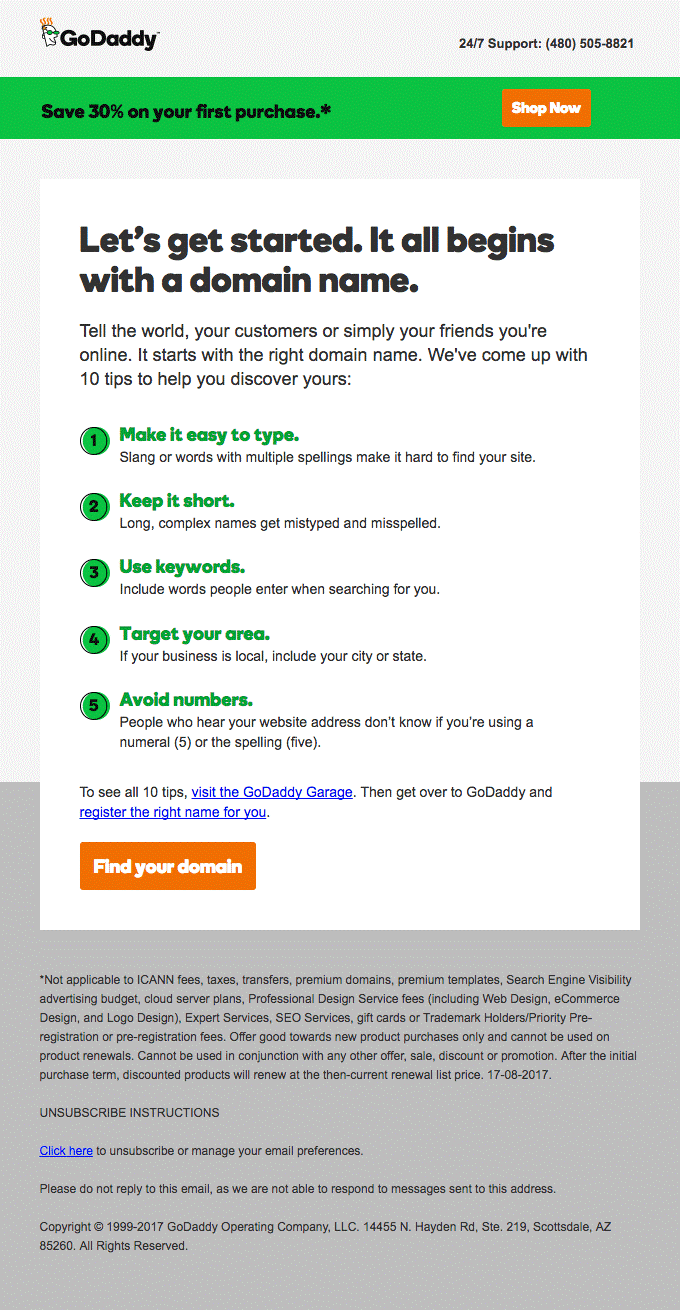 Go Daddy marketing automation email