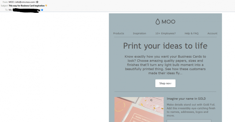 Moo email screenshot