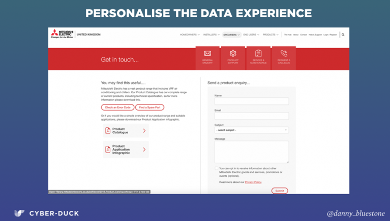 personalise the data experience